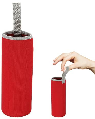WsKingWA Water Bottle Sleeve Water Bottle Pouch Neoprene Water Bottle Carrier for Outdoor Hiking Travel Drink Carrying (550ml) (Red)
