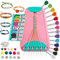 Arts and Crafts for Kids Ages 8-12,Friendship Bracelet Making Kit for Girl,Kids Jewelry Making Kit with 28 Pre-Cut Threads,Christmas Birthday Gifts for Ages 6 7 8 9 10 11 12 Year Old (Pink/Cyan)