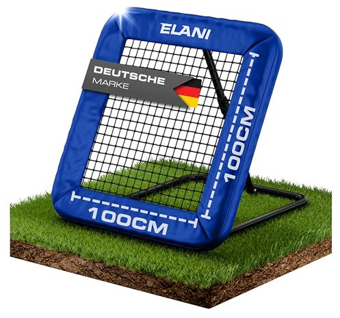 ELANI - Rebounder für Fußball 1x1m mit Schutzrand & 6 Heringen für sicheren Stand - Fussball Rebounder mit stabilem Rahmen - Tornetz - auch für Handball & Volleyball - Fußball Trainingszubehör