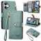 VEEMOS Zipper Wallet Case for Apple iPhone 16 Phone Case with Purse Card Holders RFID Blocking Leather Flip Case Book Cover Wrist Strap Women - Green