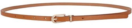 Schmaler Ledergürtel für Damen für Kleider, schmaler Taillengürtel mit Metallschnalle für Jeans-Anzughosen (kamel)