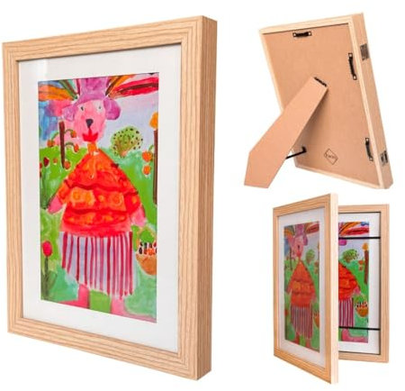 facity Cadre Dessin Enfant à Changer – Cadre Photo A4 en Bois MDF, Ouverture Frontale, Décoration Murale ou Table, Kids Art Frame, Rangement Dessins, Stockage Créatif, Présentoir, Idée Cadeau