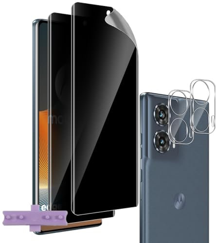 Vanrain Protector de Pantalla Privacidad para Motorola Moto Edge 50 Fusion, 2+2 Pieza Hidrogel Antiespia Película Flexible y Protector de Lente de Cámara Cristal Vidrio Templado