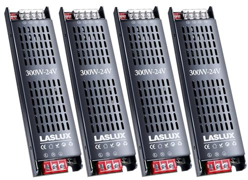 4 Stück LED Trafo 230V auf 24V 300W Dimmbar with Langsamer Anfang, Dimmbar Schaltnetzteil LED Transformator 24v, Stumm Treiber Netzteil 12.5A, Driver (24V - 4PC, 300, Watt)