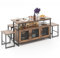 COSTWAY Juego de Mesa de Comedor de 4 Piezas, Juego de Isla de Cocina para 4 Personas con 3 Bancos y Estantes Ajustables en 3 Posiciones, Marco Metálico Resistente,Mueble para Cocina y Comedor