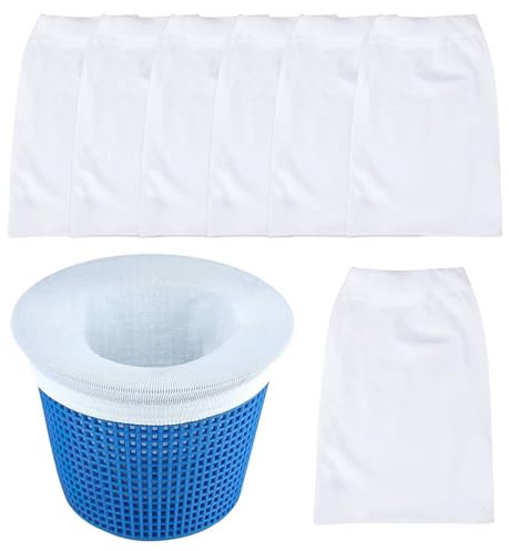 HSLPSM 6 Stück Pool Skimmer Socken, Filtersocken Skimmer, Skimmer Filter Netz für Schwimmbad Korb, Schwimmbad Pool Zubehör, Feinfilterung Skimmer Socken Gross