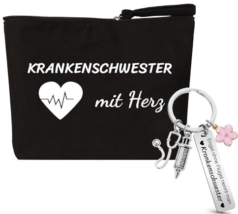 jenich Krankenschwester Geschenke Set Krankenschwester Kosmetiktasche und Schlüsselanhänger Pflegekraft Geschenk Nurse Accessories Zubehör Tasche Krankenpfleger Dankeschön Geschenk für Weihnachten