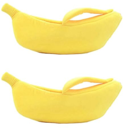 Giwnhvx 2 x süßes Bananen-Katzenbett, Haustierbett, weiches Katzenbett, schönes Haustierbett für Katzen, Kaninchen und kleine Hunde, Gelb