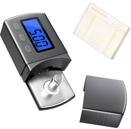 Tonarmwaage & Kalibrierwerkzeug für Plattenspieler – Präzises Digitales Plattenspieler Zubehör mit LCD-Backlight (0,01-5 g), 5 g Kalibriergewicht & Justierhilfe für Tonabnehmer-Azimut/VTA