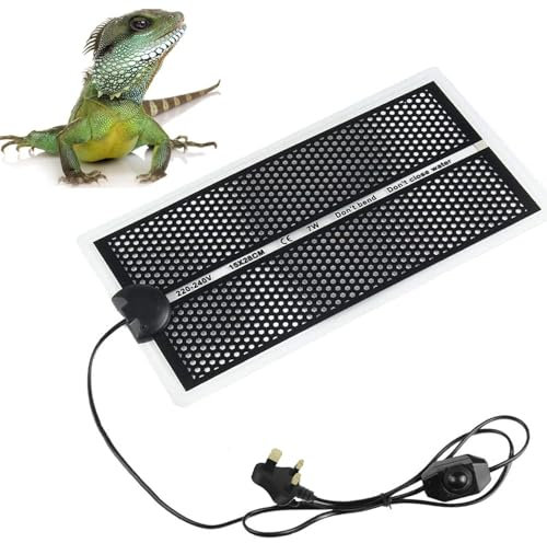 Black Diary 7W Reptile Heating Pad - 11x5.9 inch Reptile Heating pad with Thermostat for Turtles, Tortoises, Snakes, Lizards, Geckos, etc.