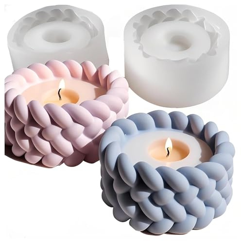 ZMaglorian 2 Piezas de Silicona, Molde de fundición, Molde de Silicona, Molde para Velas, Maceta, Molde de Silicona, para Velas,Silicona Velas para Hacer Velas Molde Velas Velas Silicona Blanco