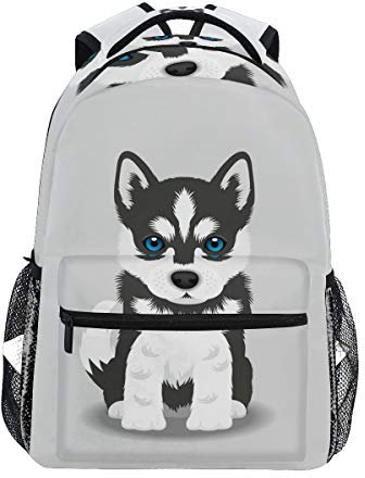 NUYFVG Wamika Rucksack mit sibirischem Husky, Welpen-Rucksack für Kinder, Damen, Herren, Hunde-Design, Computer, Laptop, niedlicher Welpe, lässig, Büchertasche, Reisen, Camping, Tagesrucksack