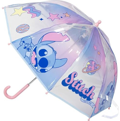 Ombrello Disney per bambini con Frozen, Topolino, Minnie e Stitch – ombrello per bambini resistente al vento e all'acqua con design colorato e impugnatura ergonomica