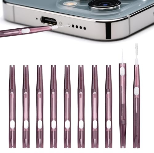 10pcs Phone Cleaning Kit Charging Port USB C Cleaner | Cleaning Brush Dust Remover Anti-Clogging Bristles & Hook Charger Tools for Mobile Phone Earbud Speaker Headphone (Purple)