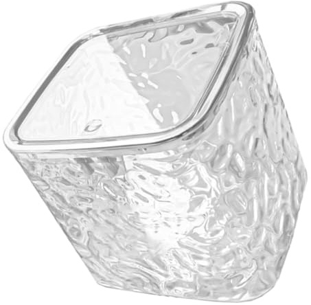 NIYANGLE Poubelle de Salle de Bain avec Texture Ondulée D'eau en PET et ABS à Couvercle à Pression Transparente Capacité Modérée, pour Bureau ou Espace de Travail