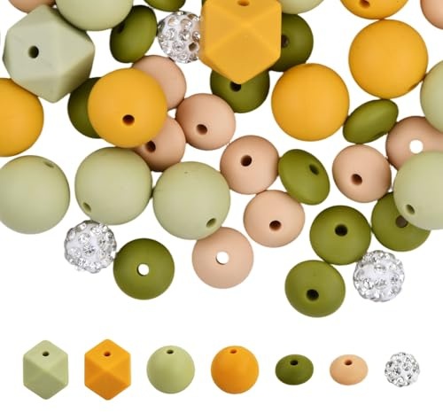 72 Stück 12-16 mm Silikonperlen Rund Lose, 4 Farben Bastelperlen, Gemischte Silikonperlen Bulk, Runde Perlen für Armbänder Stifte Schlüsselbund Basteln Schmuckherstellung