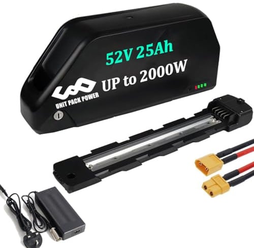 LG/Cells Ebike Battery 52V 25Ah for 250W 500W 750W 1000w 1500w 2000w Motor | Bike Battery for Front Rear Wheel Kit Mid drive (52V 25Ah Up to 2000W Motor KIt, w/ BMS and Charger)