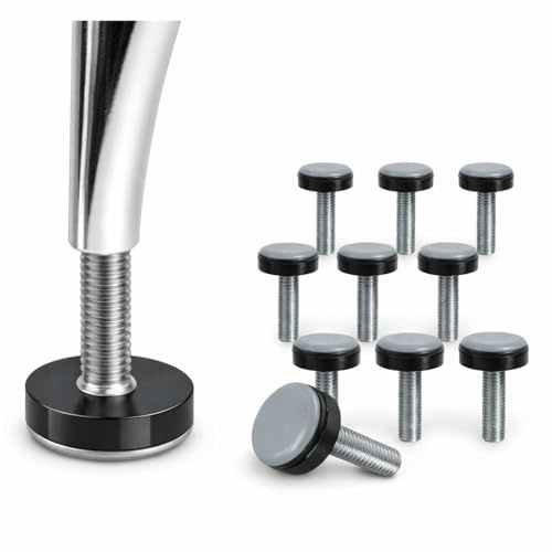10 Stück Möbelgleiter M6 aus PTFE, Höhenverstellbare Teflongleiter Ø20 mm, Stuhlgleiter zum Schrauben für Stühle, Tische und Schränke, Bodenschonende Gleiter für Stühle mit Gewinde