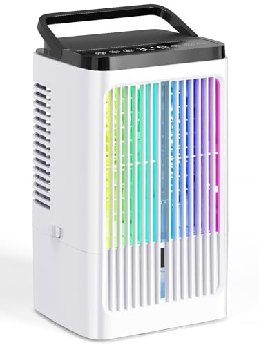 Portable Air Cooler Fan with Large Water Tank, 0-8H Timer, 4 Wind Speeds Including Turbo, 90° Oscillation, 2-Stage Mist, LED Display & Ambient Light, Personal Air Conditioner for Home & Office （White）