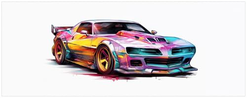 Wallario Küchenrückwand selbstklebend 115 x 50 cm, Motiv: Buntes Muscle Car | Spritzschutz abwischbar & pflegeleicht