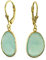 Elegante Ovale Facettierte Pastellsteinanhänger Mit Zargenfassung: Ohrringe Mit Bügelverschluss In Mintgrünem Simuliertem Chalcedon, Vergoldet Mit 14 Karat Gold Und .925 Sterlingsilber.