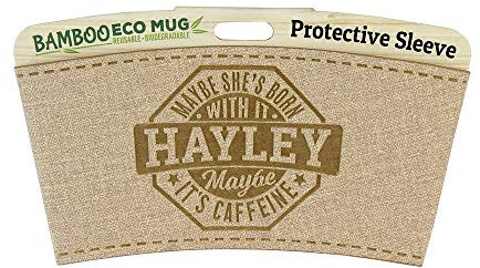 History & Heraldry Bamboo Eco Travel Mug Pre Personalised Heat Sleeve - Name ofHayley