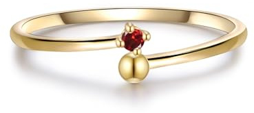 GLANZSTÜCKE MÜNCHEN Damen Ring 925/- Sterling Silber gelbgold | gelbvergoldet 14 Karat, Solitärring, Granat, rot, facettiert