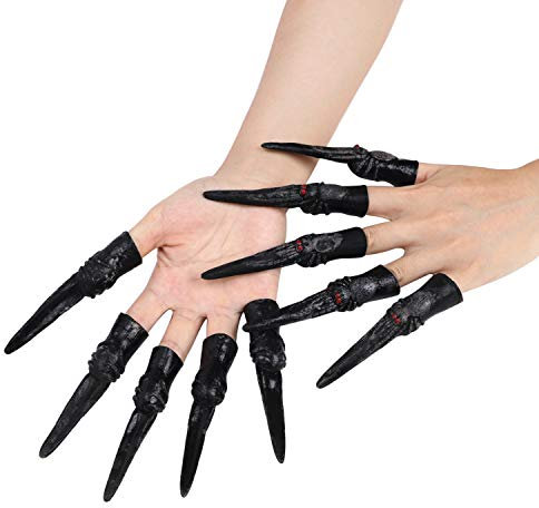 10 Stück Halloween Kostüm Party Fake Nägel Gruselige Hexe Lange Finger Nägel Kralle Vampir Horror Fingernagel Kinderbett Abdeckung Dekorative Requisiten Krallen für Cosplay Halloween Party