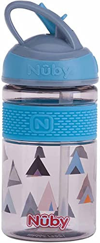 Nuby - 2 in 1, Trinkhalmbecher mit hartem Mundstück aus Tritan™ - 360 ml - Blau - 4 Jahre+