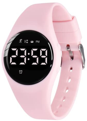 BEN NEVIS Digital Kinderuhr Mädchen-Sports Outdoor Wasserdicht Armbanduhr mit LED-Licht,Wecker,Stoppuhr,Datum,Fitness Tracker Uhr mit Schrittzähler,Distanz-Silikon Armband Hellrosa