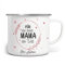 miKalino Emaille Tasse mit individuellem Namen Für die beste Mama der Welt mit Wunschname | handbedruckt in Deutschland | kreatives, Farbe:weisssilber, Grösse:300ml