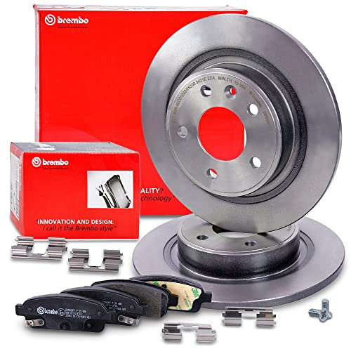 BREMBO Coated Disc Line Bremsenset Hinterachse inkl. Bremsscheiben Hinten Ø 292 mm Voll und Bremsbeläge Hinten Kompatibel mit CHEVROLET CRUZE, ORLANDO, VOLT, OPEL AMPERA, ASTRA J, CASCADA, ZAFIRA C