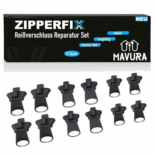ZIPPERFIX Reißverschluss Reparatur Set Reißverschlussreparatur Zipper A Fix [2er Set] schwarz