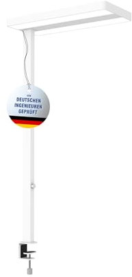 MAUL LED-Klemmleuchte MAULjaval sensor | Dimmbare Arbeitsplatzleuchte mit Klemmfuß fürs Büro | Energiesparende und komfortable Lampe mit Tischklemme mit 4000K Farbtemperatur | Weiß