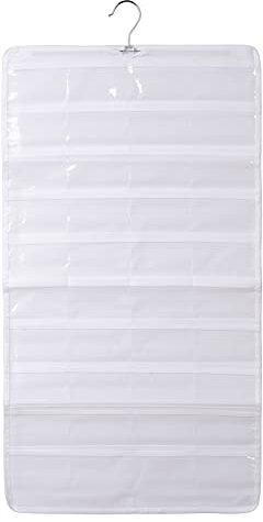 SAVORLIVING Hängender Schmuck-Organizer, Kleiderschrank Schmuckaufbewahrung Doppelseitig, Faltbare Aufhängen Schmucktasche, 80 Taschen Aufbewahrungstasche für Halsketten, Ohrringe Zubehör (Weiß)
