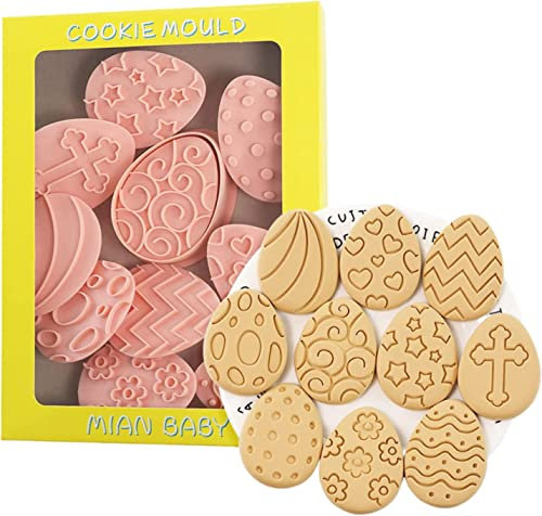 Lot de 10 emporte-pièces de Pâques pour pâte à biscuits, pâtisseries, beignets, fondants, sucre, bricolage, décoration de gâteau, moule à chocolat, cookie