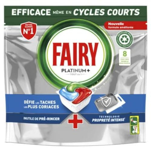 FAIRY Tablettes Lave-Vaisselle Original Platinium Plus Tout En 1 - Le paquet de 8 capsules