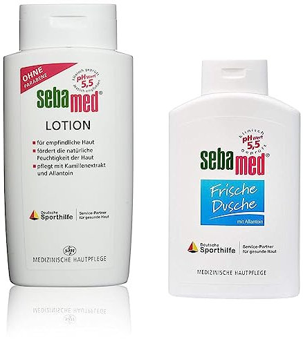 sebamed Lotion 400 ml für empfindliche und trockene Haut, fördert die natürliche Feuchtigkeit der Haut & Frische Duschgel, empfindliche und strapazierte