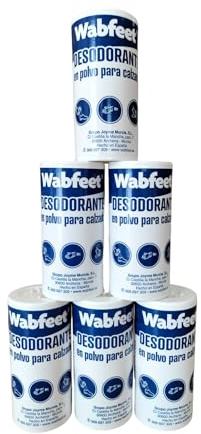 Wabfeet Polvos Desodorantes para Calzado Pack 6 Unidades de 100 gr