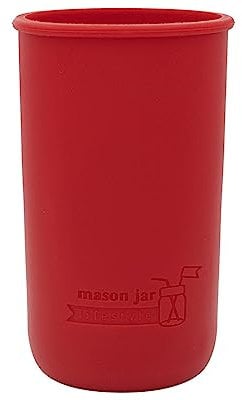 Mason Jar Lifestyle Cherry Red 24oz Silicone Sleeves/Jackets for Protecting Ball, Kerr, Canning Jars (2 Pack)