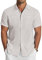 COOFANDY Mens Linen Shirts Beach Spread Collar Summer Casual Short Sleeve Shirts Vacation Holiday with Pocket White XL