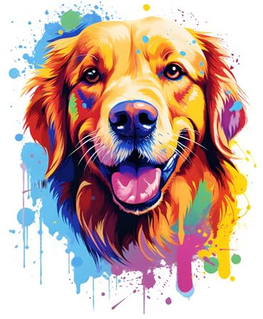 GRAZDesign Wandtattoo Hund Golden Retriever buntes cooles Wandsticker für Jugendzimmer, Kinderzimmer, Wohnzimmer Wandaufkleber - 63x50cm