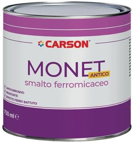 Colorificio Carson SMALTO PER FERRO FERROMICACEO ANTICORROSIVO Effetto Antichizzato FORTE ADERENZA (750 ML, GRIGIO SCURO)