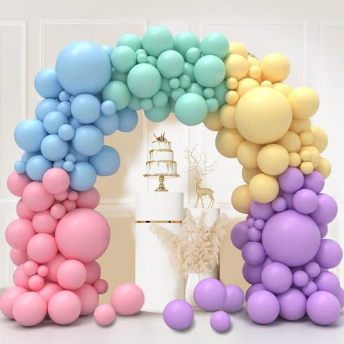 Luftballons Pastell, 130 Stück Ballon Girlande Pastell Bunt, 18 12 10 5 Zoll Mehrfarbige Macaron Helium Ballons, Regenbogen Luftballons Bunte Geburtstag Hochzeit Babyparty Party Deko