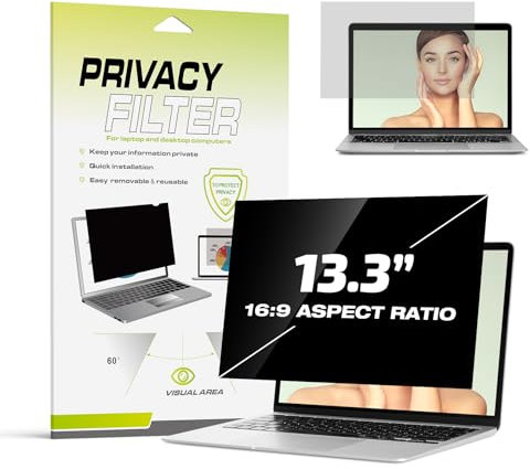 Fluflyer 13,3 Zoll Laptop Blickschutzfolie 16:9, Anti-Blaulicht, Blendfrei, Augenschutz, Anti-Reflexion, Displayfilter Sichtschutzfilter Kompatibel mit HP/Dell/Acer/Lenovo/ThinkPad/Asus (294 * 166mm)