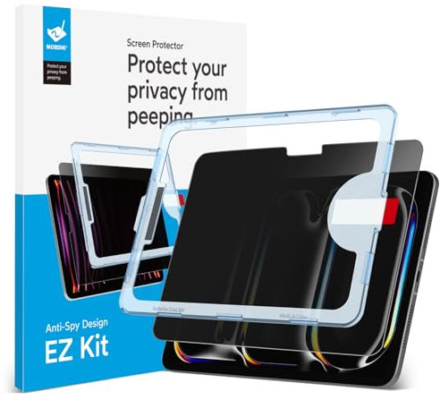 MOBDIK 1 Pezzi Privacy Pellicola Protettiva per iPad Pro 13 Pollici 2024 M4, Anti Spia, 9H Vetro Temperato, Kit EZ