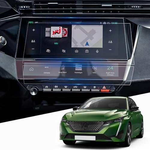 WEIPIN Lot de 4 films de protection d'écran Nano pour Peugeot 308 408 SW 2021-2023 2024 2025, Nano Climatiseur pour Peugeot 408 avec anti-traces de doigts, 6H anti-rayures