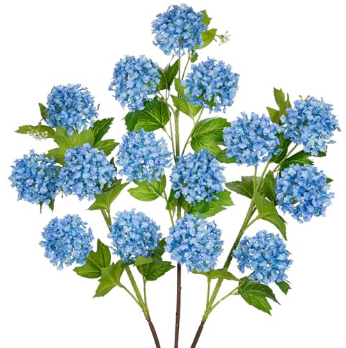 Oairse Fleurs artificielles d'hortensia artificielles en soie pour intérieur et extérieur, maison, mariage, centre de table - 94 cm - Bleu