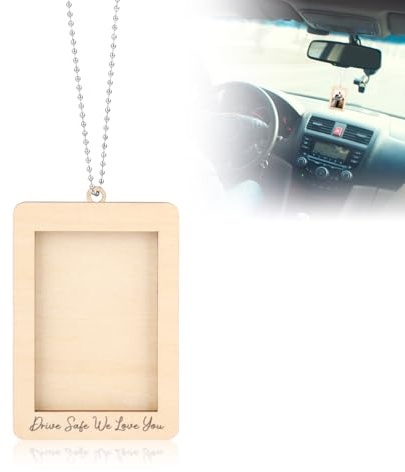 lasuroa Hängender Bilderrahmen, 9,9 x 6,8 x 0,8 cm Mini Hängende Fotorahmen aus Holz Autodekor Winziger Hängerahmen fürs Auto Ornament Bilderrahmen für die Innendekoration des Autos