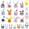 Dunkwckore 60 PCS Sachet Bonbon Anniversaire Enfant, Pochette Sac Cadeau Forme d'Oreille Lapin, Animaux Sacs pour Party Favor, Faveur de Noël Fête
